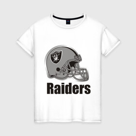 Женская футболка хлопок с принтом Raiders (2) в Тюмени, 100% хлопок | прямой крой, круглый вырез горловины, длина до линии бедер, слегка спущенное плечо | freeride | raiders | райдер | райдеры | фрирайд | шлем