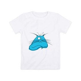 Детская футболка хлопок с принтом Котяра в Тюмени, 100% хлопок | круглый вырез горловины, полуприлегающий силуэт, длина до линии бедер | животные | жирный котэ | жирный котяра | котэ | котяра | прикольные животные | толстый котэ