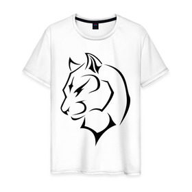 Мужская футболка хлопок с принтом Panther в Тюмени, 100% хлопок | прямой крой, круглый вырез горловины, длина до линии бедер, слегка спущенное плечо. | кошачьи | кошка | пантера | хищник
