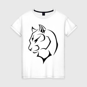 Женская футболка хлопок с принтом Panther в Тюмени, 100% хлопок | прямой крой, круглый вырез горловины, длина до линии бедер, слегка спущенное плечо | кошачьи | кошка | пантера | хищник