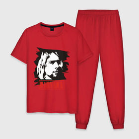 Мужская пижама хлопок с принтом Nirvana (Курт Кобейн) в Тюмени, 100% хлопок | брюки и футболка прямого кроя, без карманов, на брюках мягкая резинка на поясе и по низу штанин
 | heavy metal | kurt cobain | nirvana | rock | trash metal | квартет | курт кобейн | легендарный рок музыкант | нирвана | рок | рок группа | рок группы | трэш метал | хеви метал
