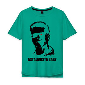 Мужская футболка хлопок Oversize с принтом Терминатор Astalavista Baby в Тюмени, 100% хлопок | свободный крой, круглый ворот, “спинка” длиннее передней части | terminator | асталависта | терминатор | шварц | шварценеггер | шварцнеггер