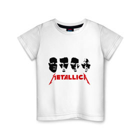 Детская футболка хлопок с принтом Metallica (Лица) в Тюмени, 100% хлопок | круглый вырез горловины, полуприлегающий силуэт, длина до линии бедер | металлика