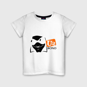 Детская футболка хлопок с принтом U2 Bono в Тюмени, 100% хлопок | круглый вырез горловины, полуприлегающий силуэт, длина до линии бедер | Тематика изображения на принте: heavy metal | metal | rock | trash metal | метал | металл | рок | трэш метал | хеви метал