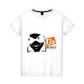 Женская футболка хлопок с принтом U2 Bono в Тюмени, 100% хлопок | прямой крой, круглый вырез горловины, длина до линии бедер, слегка спущенное плечо | heavy metal | metal | rock | trash metal | метал | металл | рок | трэш метал | хеви метал