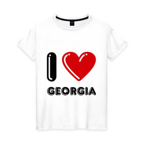 Женская футболка хлопок с принтом I love Georgia в Тюмени, 100% хлопок | прямой крой, круглый вырез горловины, длина до линии бедер, слегка спущенное плечо | georgia | i love | i love georgia | америка | сша | штат джорджия | я люблю джорджию