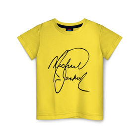Детская футболка хлопок с принтом Michael Jackson (автограф) в Тюмени, 100% хлопок | круглый вырез горловины, полуприлегающий силуэт, длина до линии бедер | майкл джексон