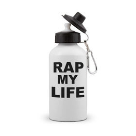 Бутылка спортивная с принтом Rap my life в Тюмени, металл | емкость — 500 мл, в комплекте две пластиковые крышки и карабин для крепления | gangsta | gansta | hip | hip hop | hop | rap | рэп | рэпчина | хип | хип хоп | хипхоп | хоп