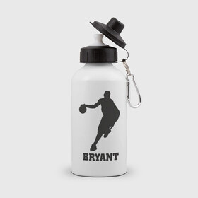 Бутылка спортивная с принтом Bryant - баскетболист в Тюмени, металл | емкость — 500 мл, в комплекте две пластиковые крышки и карабин для крепления | basketball | bryant | баскетболист | брайнт | лига | нба