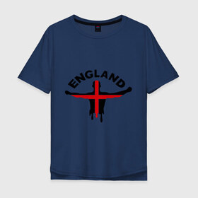 Мужская футболка хлопок Oversize с принтом Англия в Тюмени, 100% хлопок | свободный крой, круглый ворот, “спинка” длиннее передней части | england | болельщик