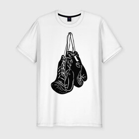 Мужская футболка премиум с принтом Боксерские перчатки (2) в Тюмени, 92% хлопок, 8% лайкра | приталенный силуэт, круглый вырез ворота, длина до линии бедра, короткий рукав | емельяненко