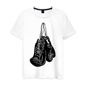 Мужская футболка хлопок с принтом Боксерские перчатки (2) в Тюмени, 100% хлопок | прямой крой, круглый вырез горловины, длина до линии бедер, слегка спущенное плечо. | емельяненко