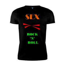 Мужская футболка премиум с принтом Sex, пельмени and rock`n`roll в Тюмени, 92% хлопок, 8% лайкра | приталенный силуэт, круглый вырез ворота, длина до линии бедра, короткий рукав | хиппи