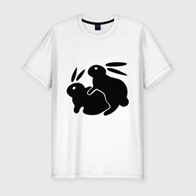 Мужская футболка премиум с принтом Кролики в Тюмени, 92% хлопок, 8% лайкра | приталенный силуэт, круглый вырез ворота, длина до линии бедра, короткий рукав | Тематика изображения на принте: зайцы | кролик | кролики