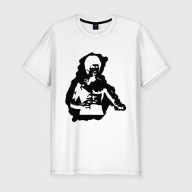 Мужская футболка премиум с принтом Брюс Ли (2) в Тюмени, 92% хлопок, 8% лайкра | приталенный силуэт, круглый вырез ворота, длина до линии бедра, короткий рукав | Тематика изображения на принте: bruce lee