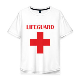 Мужская футболка хлопок Oversize с принтом Спасатель в Тюмени, 100% хлопок | свободный крой, круглый ворот, “спинка” длиннее передней части | lifeguard | врачь | доктор | красный крест | медик | медицина | спасатель