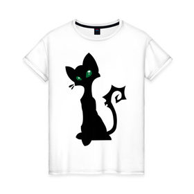 Женская футболка хлопок с принтом Гламурная кошечка в Тюмени, 100% хлопок | прямой крой, круглый вырез горловины, длина до линии бедер, слегка спущенное плечо | киса | котенок | кошечка | кошка