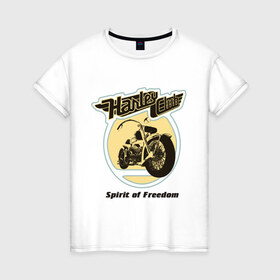 Женская футболка хлопок с принтом Harley Davidson Spirit of freedom в Тюмени, 100% хлопок | прямой крой, круглый вырез горловины, длина до линии бедер, слегка спущенное плечо | harley | harley davidson | harley davidson 