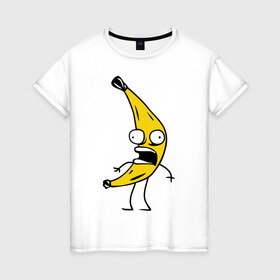 Женская футболка хлопок с принтом Банана в Тюмени, 100% хлопок | прямой крой, круглый вырез горловины, длина до линии бедер, слегка спущенное плечо | банан