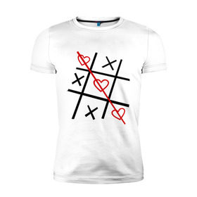Мужская футболка премиум с принтом Крестики нолики в Тюмени, 92% хлопок, 8% лайкра | приталенный силуэт, круглый вырез ворота, длина до линии бедра, короткий рукав | крестики | нолики | сердечки