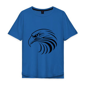 Мужская футболка хлопок Oversize с принтом Орел голова перья в Тюмени, 100% хлопок | свободный крой, круглый ворот, “спинка” длиннее передней части | tribal | орел | перья | птица | трайблы | узор