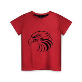 Детская футболка хлопок с принтом Орел голова перья в Тюмени, 100% хлопок | круглый вырез горловины, полуприлегающий силуэт, длина до линии бедер | tribal | орел | перья | птица | трайблы | узор