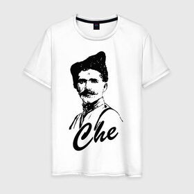 Мужская футболка хлопок с принтом Че паев в Тюмени, 100% хлопок | прямой крой, круглый вырез горловины, длина до линии бедер, слегка спущенное плечо. | che | герой | знаменитость | чапаев | чепаев