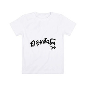 Детская футболка хлопок с принтом Эльбарто в Тюмени, 100% хлопок | круглый вырез горловины, полуприлегающий силуэт, длина до линии бедер | Тематика изображения на принте: elbarto | simpsons | барт | барт симпсон | симпсоны | симсоны | эльбарто