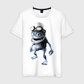 Мужская футболка хлопок с принтом Crazy frog в Тюмени, 100% хлопок | прямой крой, круглый вырез горловины, длина до линии бедер, слегка спущенное плечо. | crazy frog | крейзи фрог | крэйзи фрог | лягушка