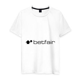 Мужская футболка хлопок с принтом Betfair в Тюмени, 100% хлопок | прямой крой, круглый вырез горловины, длина до линии бедер, слегка спущенное плечо. | Тематика изображения на принте: betfair | бетфаер | бетфайр | буки | букмейкеры | букмекерская контора | букмекеры | бэтфайр | ставки