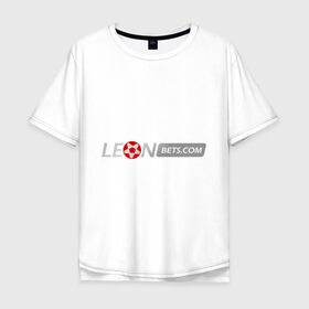Мужская футболка хлопок Oversize с принтом Leon в Тюмени, 100% хлопок | свободный крой, круглый ворот, “спинка” длиннее передней части | bet | leon | бет | буки | букмейкеры | букмекерская контора | букмекеры | леон