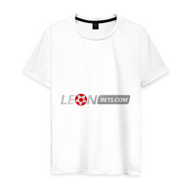 Мужская футболка хлопок с принтом Leon в Тюмени, 100% хлопок | прямой крой, круглый вырез горловины, длина до линии бедер, слегка спущенное плечо. | bet | leon | бет | буки | букмейкеры | букмекерская контора | букмекеры | леон