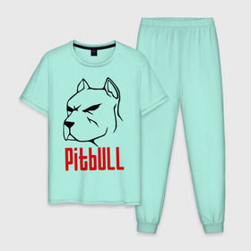 Мужская пижама хлопок с принтом Pitbull (Питбуль) в Тюмени, 100% хлопок | брюки и футболка прямого кроя, без карманов, на брюках мягкая резинка на поясе и по низу штанин
 | спартак