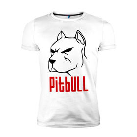 Мужская футболка премиум с принтом Pitbull (Питбуль) в Тюмени, 92% хлопок, 8% лайкра | приталенный силуэт, круглый вырез ворота, длина до линии бедра, короткий рукав | Тематика изображения на принте: спартак