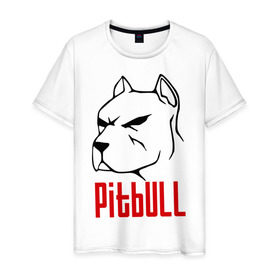 Мужская футболка хлопок с принтом Pitbull (Питбуль) в Тюмени, 100% хлопок | прямой крой, круглый вырез горловины, длина до линии бедер, слегка спущенное плечо. | спартак