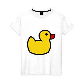 Женская футболка хлопок с принтом Утка в Тюмени, 100% хлопок | прямой крой, круглый вырез горловины, длина до линии бедер, слегка спущенное плечо | желтный утенок | утенок | утка