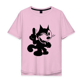 Мужская футболка хлопок Oversize с принтом Cat Fekix в Тюмени, 100% хлопок | свободный крой, круглый ворот, “спинка” длиннее передней части | Тематика изображения на принте: felix | кот феликс | феликс