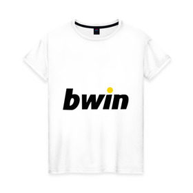 Женская футболка хлопок с принтом Bwin в Тюмени, 100% хлопок | прямой крой, круглый вырез горловины, длина до линии бедер, слегка спущенное плечо | bwin | букмейкеры | букмекеры | выигрыш | контора | ставки
