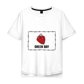 Мужская футболка хлопок Oversize с принтом Green Day (2) в Тюмени, 100% хлопок | свободный крой, круглый ворот, “спинка” длиннее передней части | 