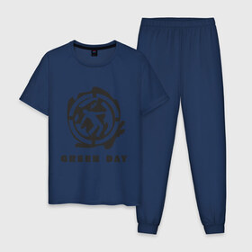 Мужская пижама хлопок с принтом Green_Day (4) в Тюмени, 100% хлопок | брюки и футболка прямого кроя, без карманов, на брюках мягкая резинка на поясе и по низу штанин
 | Тематика изображения на принте: green day