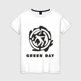 Женская футболка хлопок с принтом Green_Day (4) в Тюмени, 100% хлопок | прямой крой, круглый вырез горловины, длина до линии бедер, слегка спущенное плечо | green day