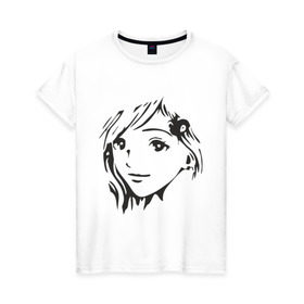 Женская футболка хлопок с принтом Anime девочка в Тюмени, 100% хлопок | прямой крой, круглый вырез горловины, длина до линии бедер, слегка спущенное плечо | anime | аниме | лицо | лицо девушки в стиле аниме.девушка