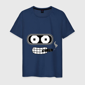 Мужская футболка хлопок с принтом Bender в Тюмени, 100% хлопок | прямой крой, круглый вырез горловины, длина до линии бедер, слегка спущенное плечо. | bender | benderмультик | futurama | бендер | мультфильм | футурама