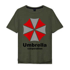 Мужская футболка хлопок Oversize с принтом Umbrella corporation в Тюмени, 100% хлопок | свободный крой, круглый ворот, “спинка” длиннее передней части | resident evil | umbrella corporation | амбрелла | корпорация | логотип | обитель зла