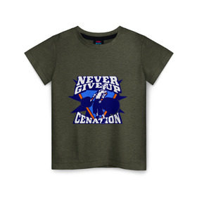 Детская футболка хлопок с принтом WWE John Cena Never Give Up в Тюмени, 100% хлопок | круглый вырез горловины, полуприлегающий силуэт, длина до линии бедер | wwe | бои без правил | джон сина