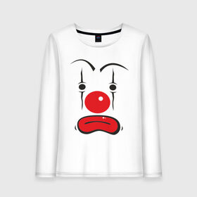 Женский лонгслив хлопок с принтом Грусный клоун в Тюмени, 100% хлопок |  | грусный клоун | грустный | грустный клоун | клоун | цирк