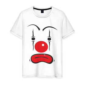 Мужская футболка хлопок с принтом Грусный клоун в Тюмени, 100% хлопок | прямой крой, круглый вырез горловины, длина до линии бедер, слегка спущенное плечо. | грусный клоун | грустный | грустный клоун | клоун | цирк
