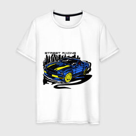 Мужская футболка хлопок с принтом Street racing car (2) в Тюмени, 100% хлопок | прямой крой, круглый вырез горловины, длина до линии бедер, слегка спущенное плечо. | Тематика изображения на принте: 