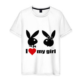 Мужская футболка хлопок с принтом I love my girl (2) в Тюмени, 100% хлопок | прямой крой, круглый вырез горловины, длина до линии бедер, слегка спущенное плечо. | i love | i love my girl | love my girl | my girl
i love girl | люблю свою девушку | люблю свою девчонку