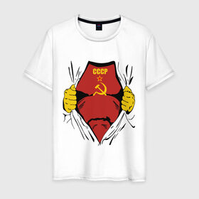 Мужская футболка хлопок с принтом Рожденный в СССР в Тюмени, 100% хлопок | прямой крой, круглый вырез горловины, длина до линии бедер, слегка спущенное плечо. | молот | рожден | рожденный | серп | советский | социализм | союз | ссср